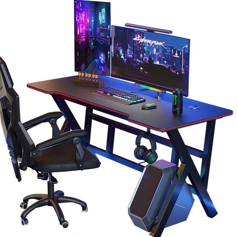 [추천 상품] 카본 패턴 1인용 게이밍 컴퓨터 철제책상 사무용책상 헤드셋거치대 포함 상세보기!!